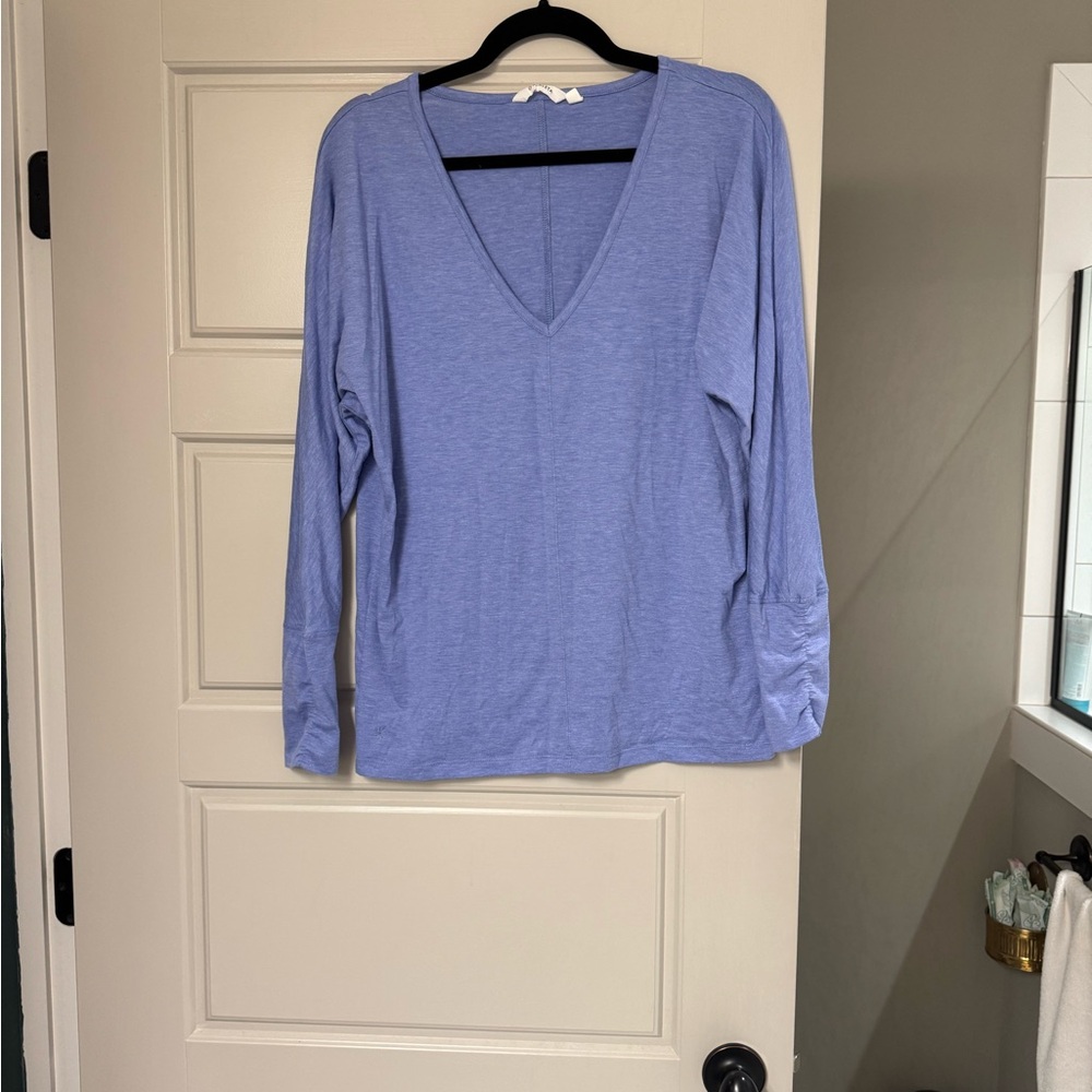 Athleta Light Blue Long Sleeve V-Neck Top